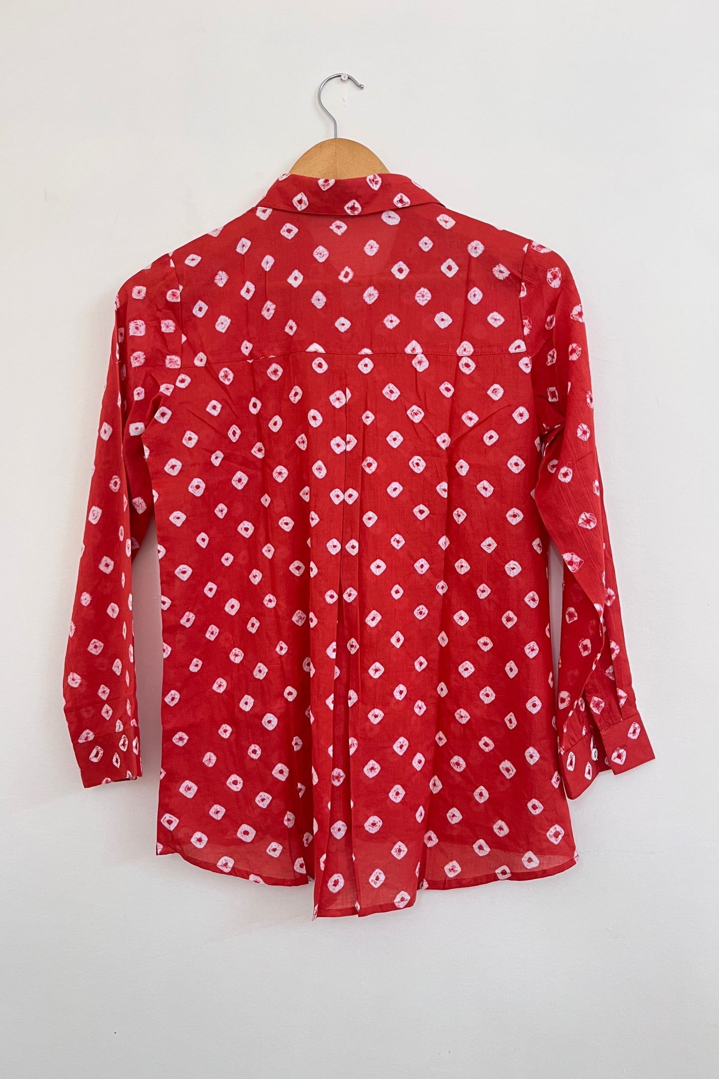 Mulmul Bandhani shirt-Red