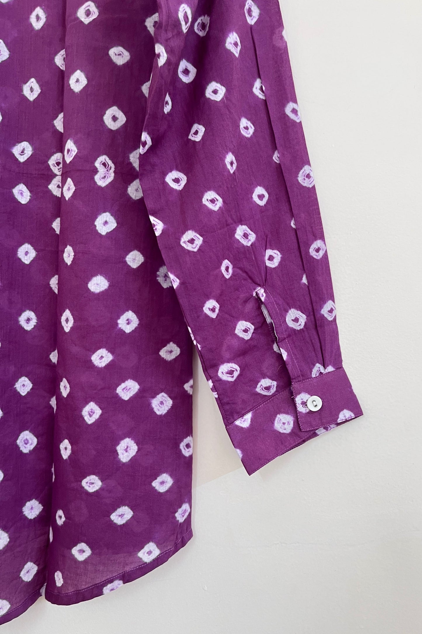 Mulmul Bandhani shirt- Purple