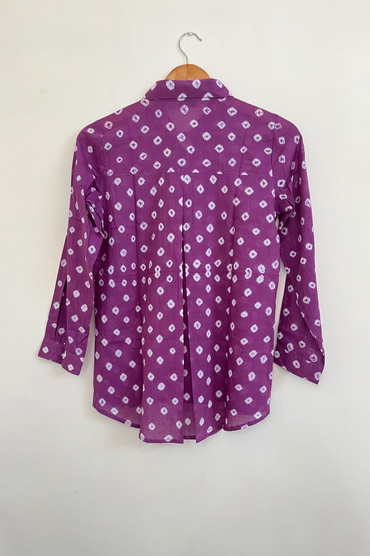 Mulmul Bandhani shirt- Purple