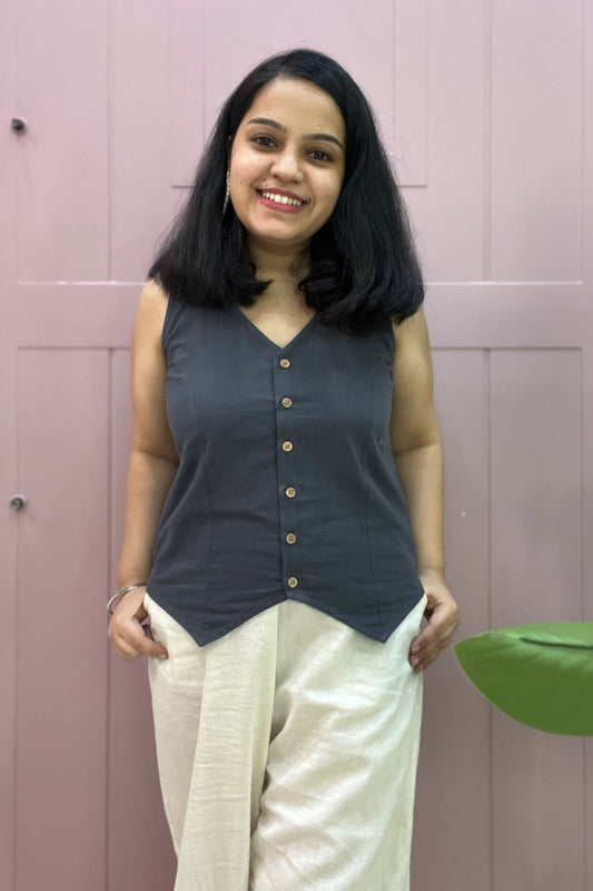 Lila handspun vest- Charcoal