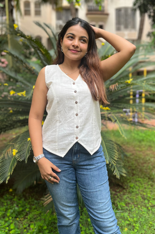 Lila handspun vest-White