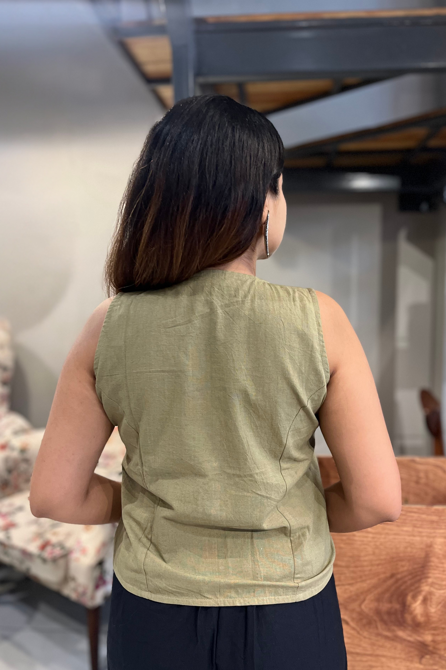 Lila handspun vest- Khaki green