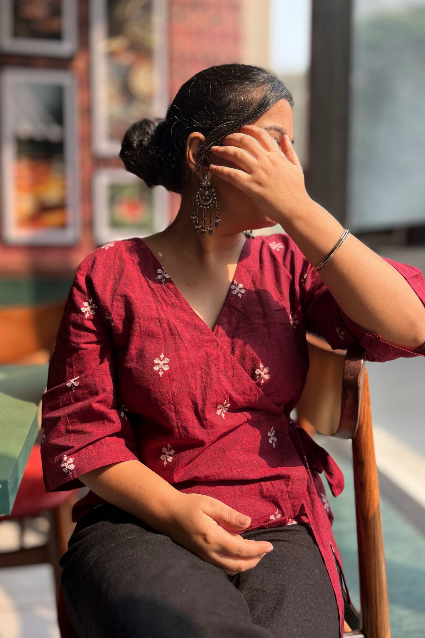 Phool wrap top- Maroon