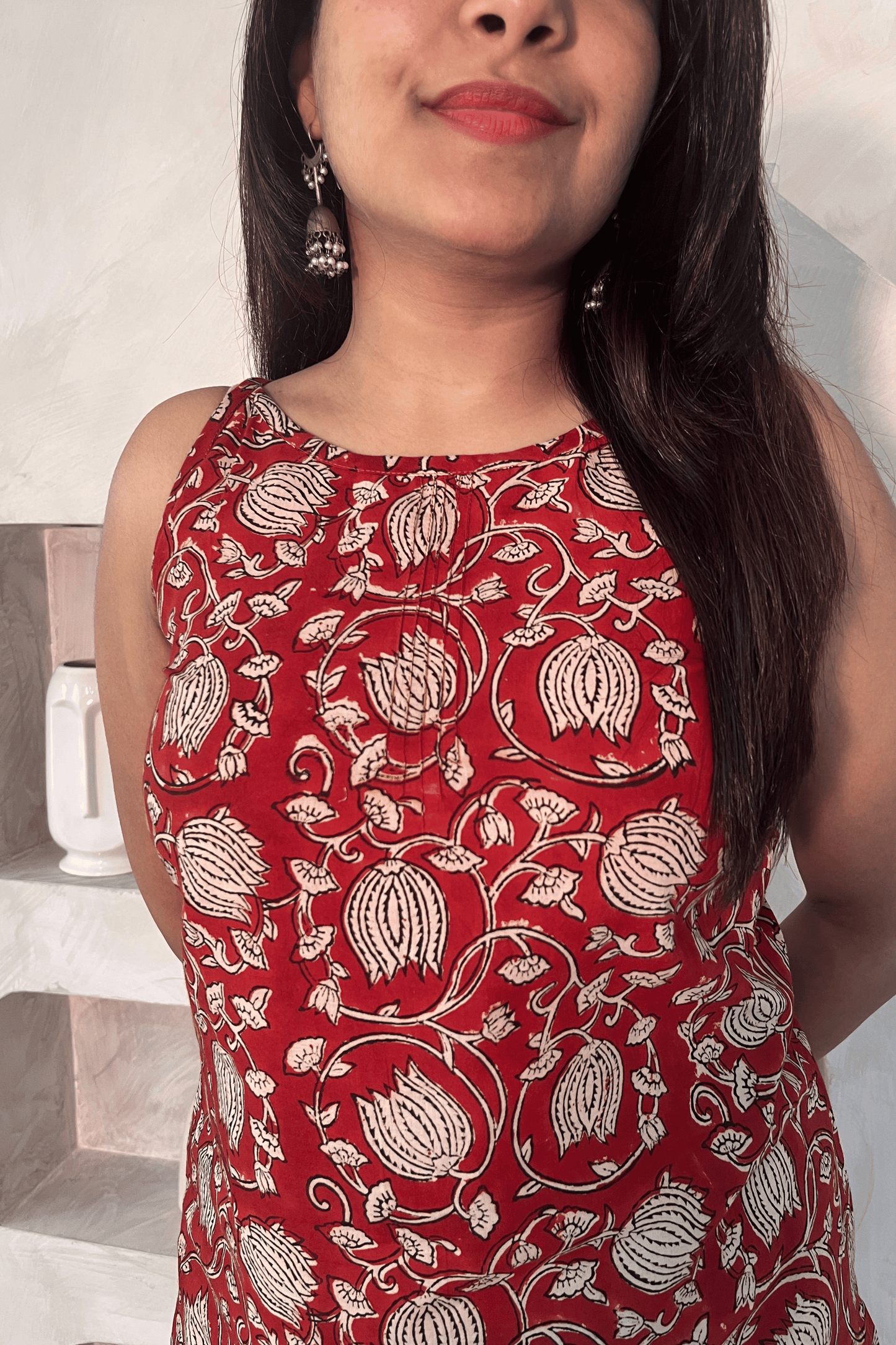Vani block printed kurti-Rust