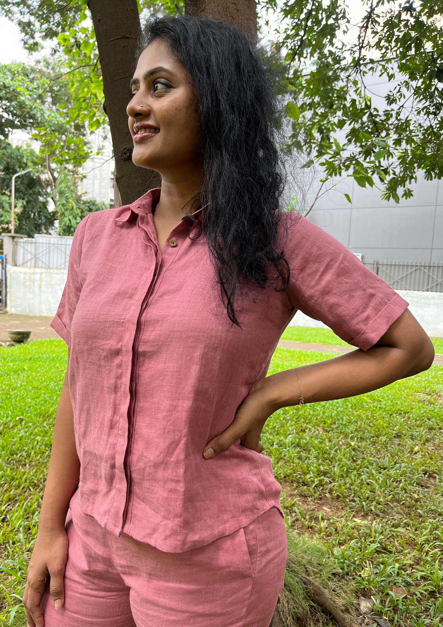 Pilgrim Linen shirt-Pink