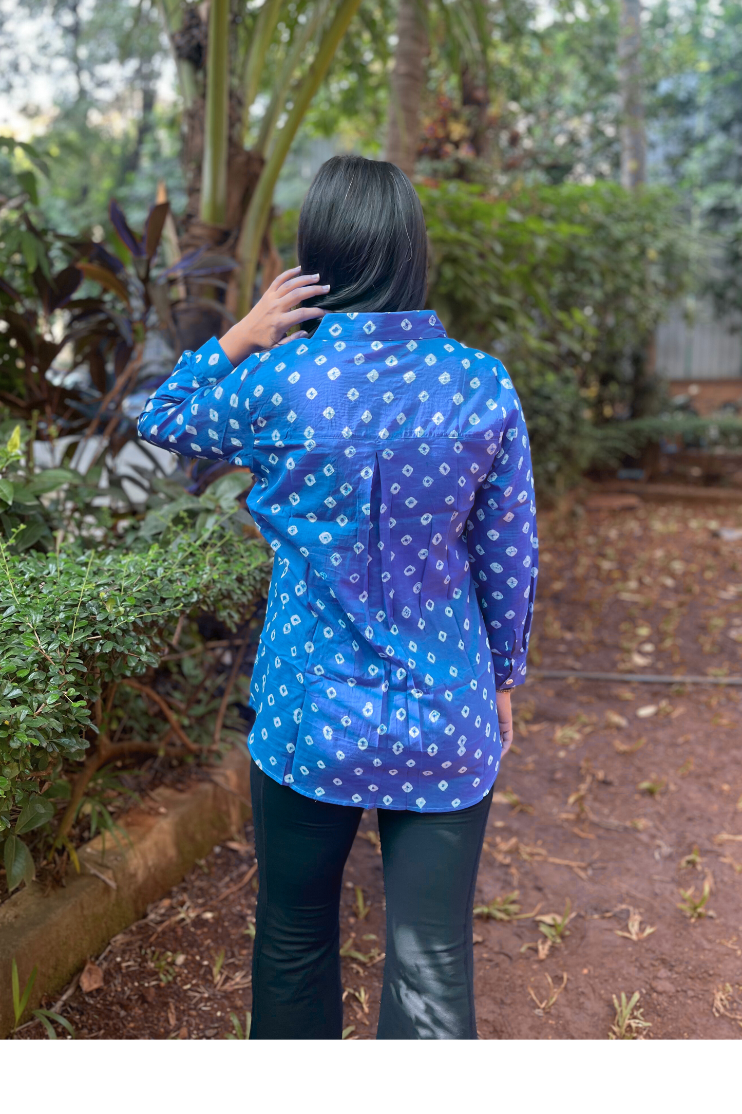 Mulmul Bandhani shirt-Blue