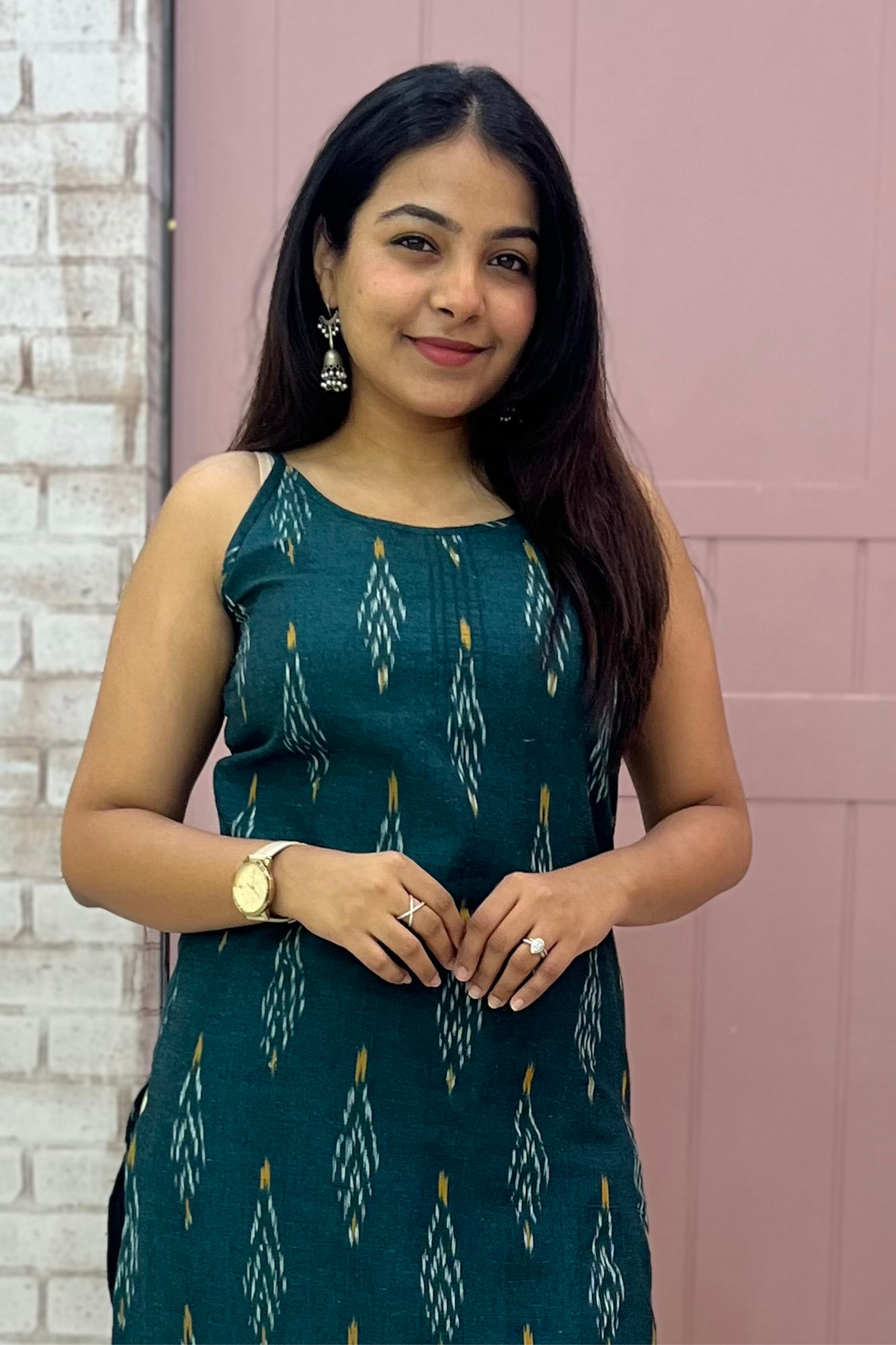 Emerald Green Ikat kurti