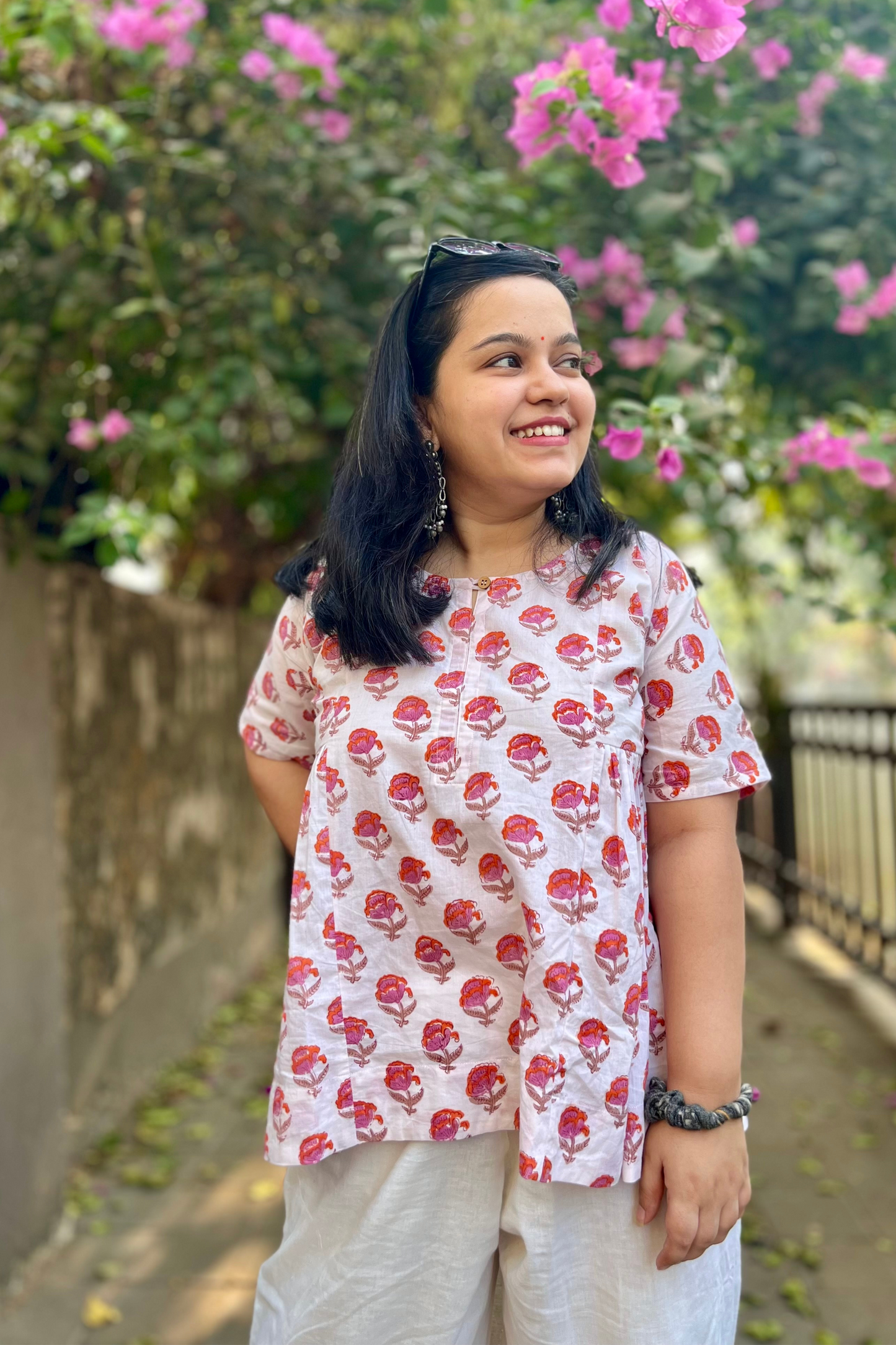Seher block printed top-White