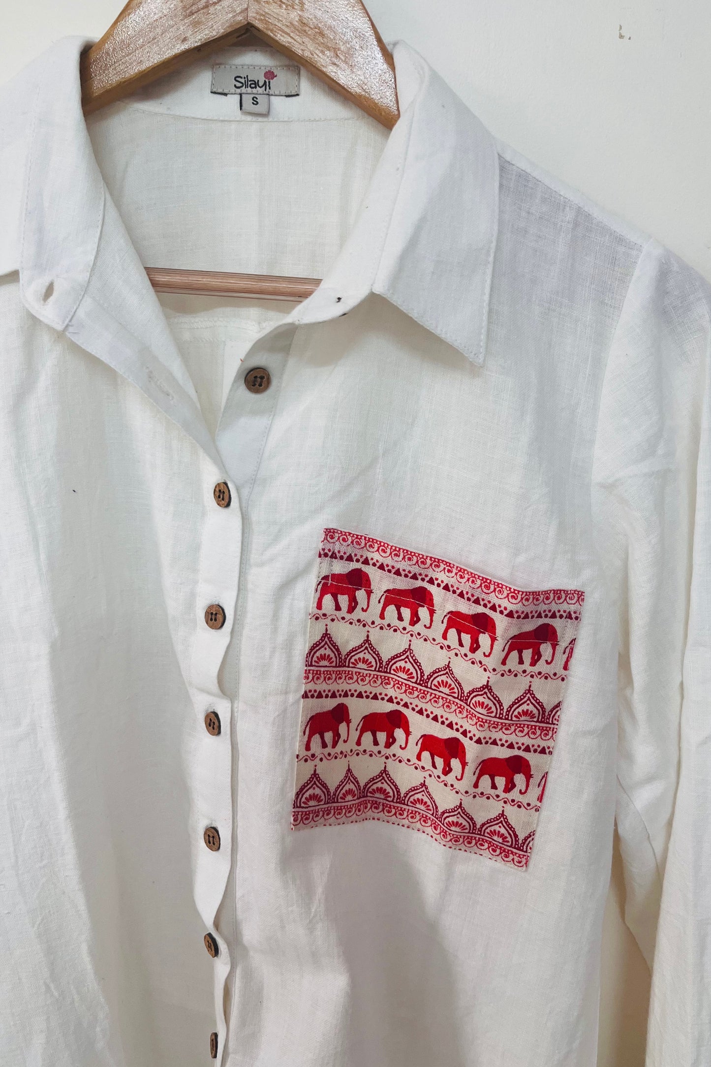 White patch pocket shirt-S