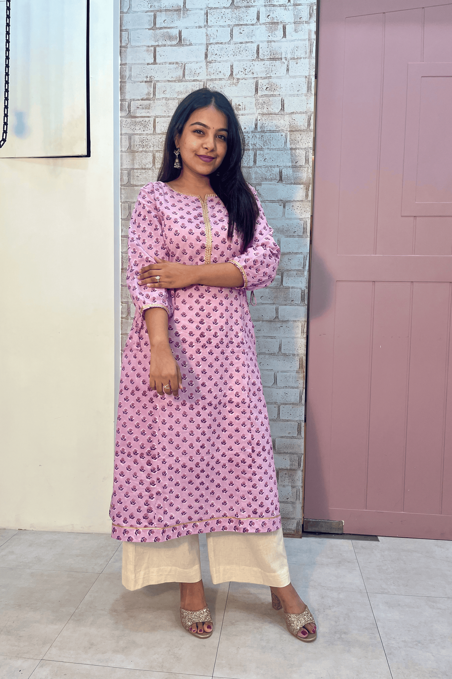 Ruhani A-line kurti- Lilac