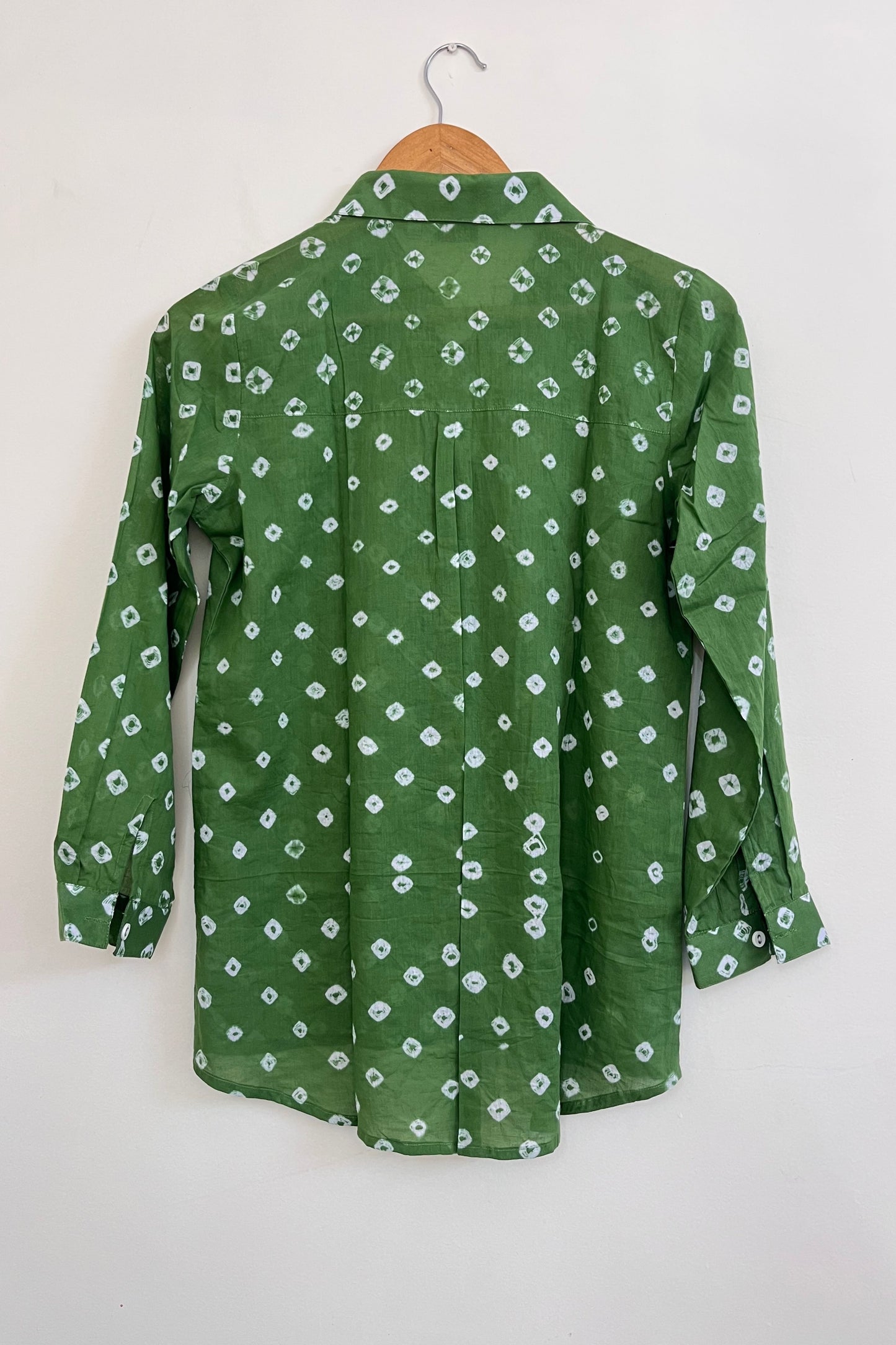 Mulmul Bandhani shirt-Olive