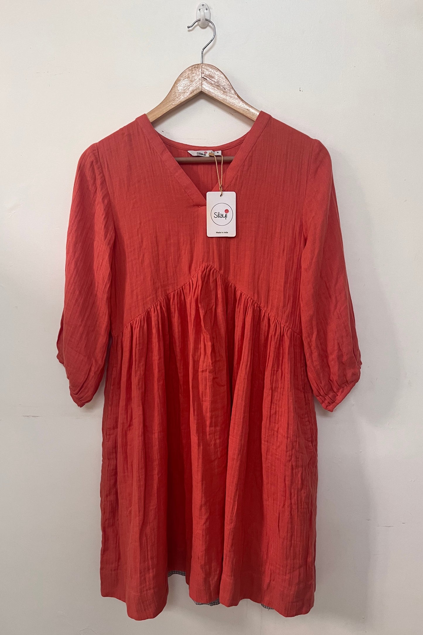 Coral double cloth dress-S