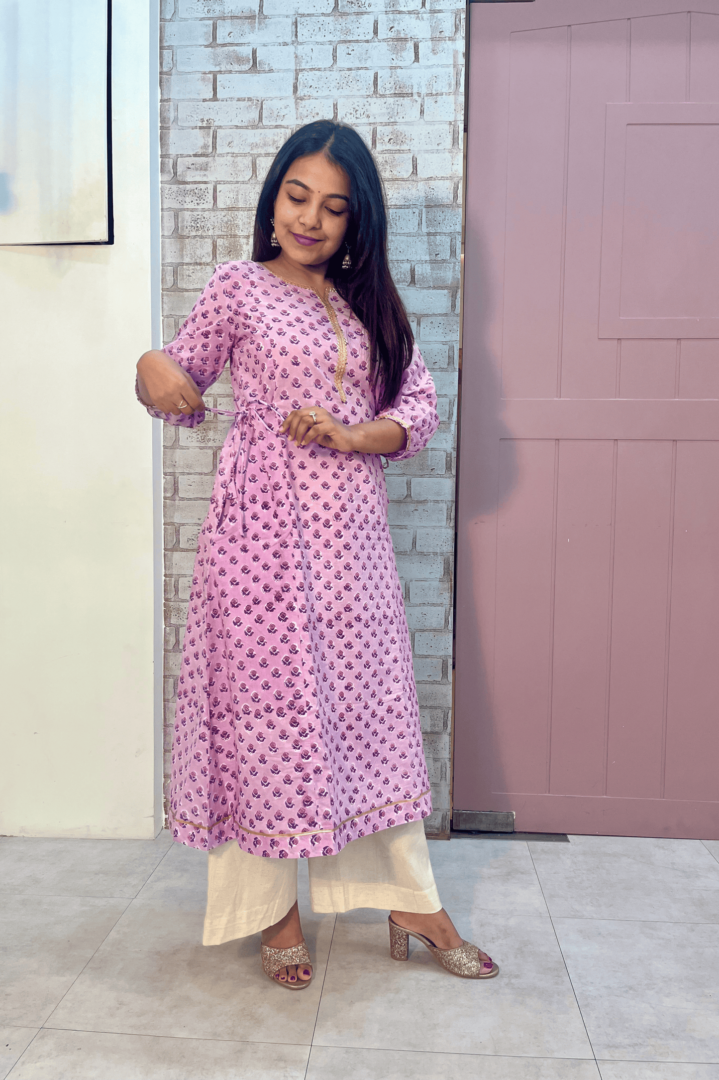 Ruhani A-line kurti- Lilac