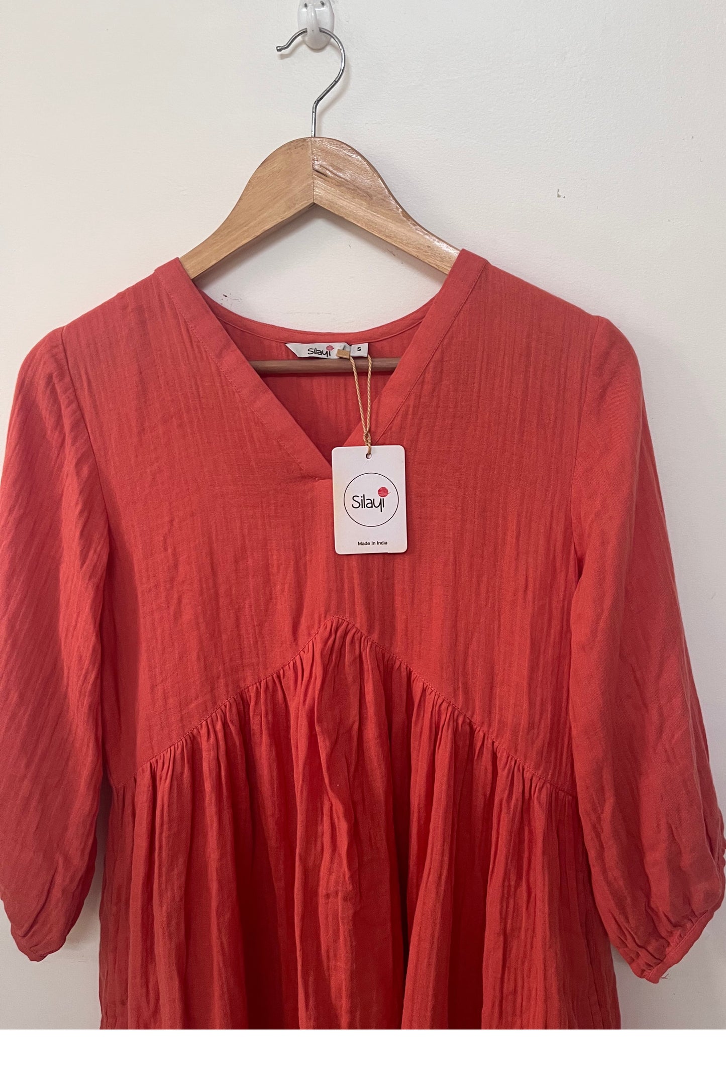 Coral double cloth dress-S