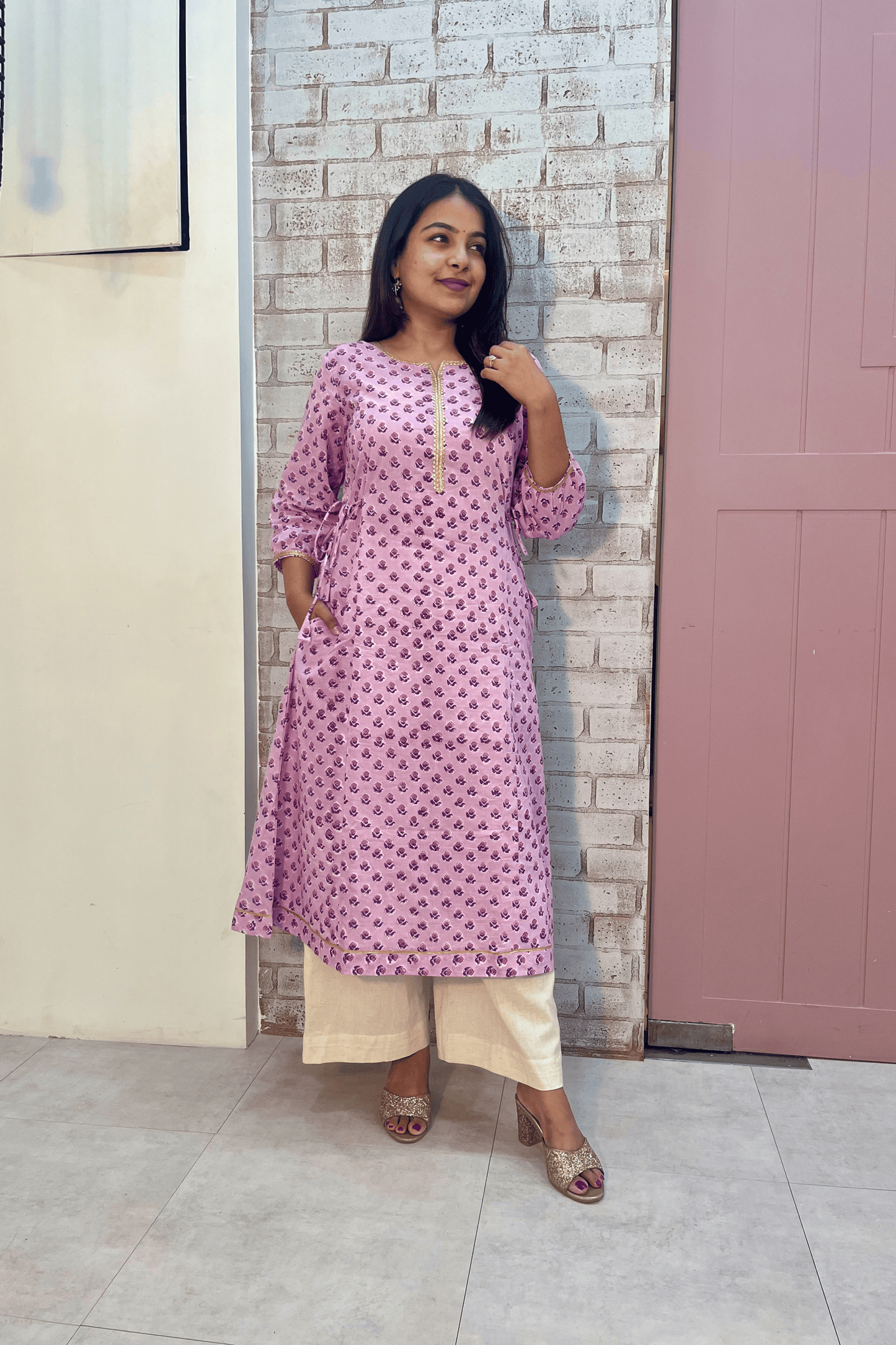 Ruhani A-line kurti- Lilac