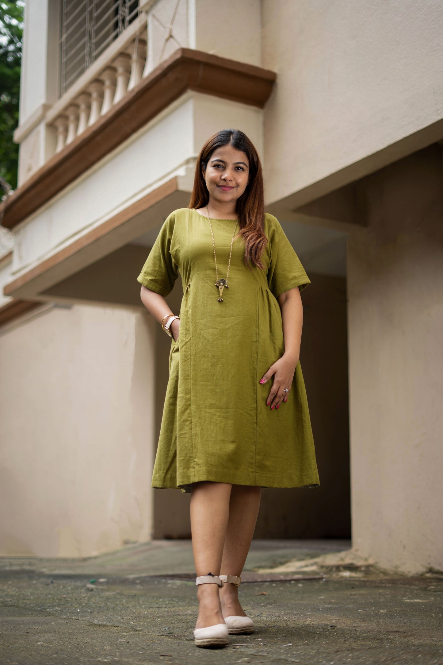 Barkat handspun dress- Olive