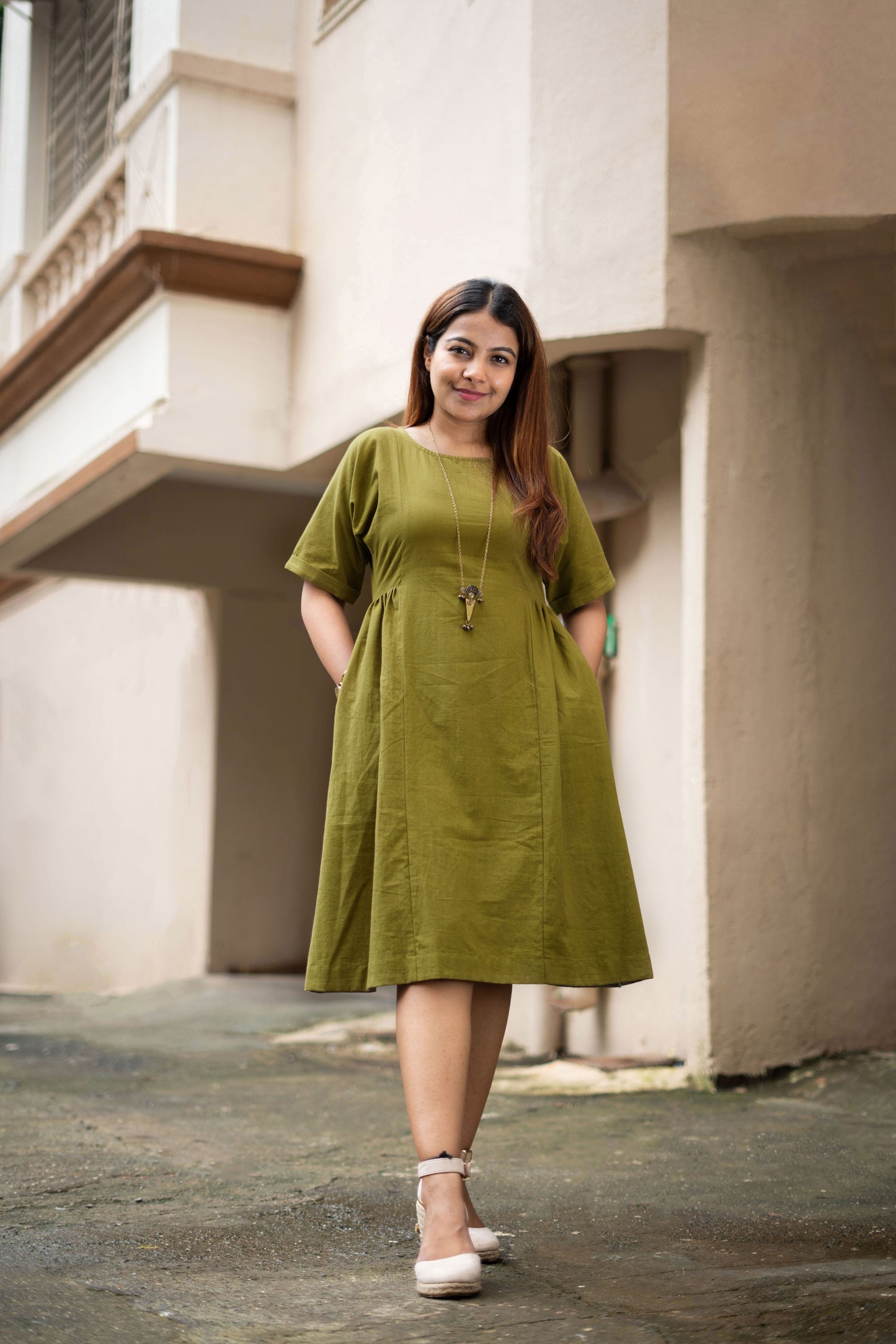 Barkat handspun dress- Olive