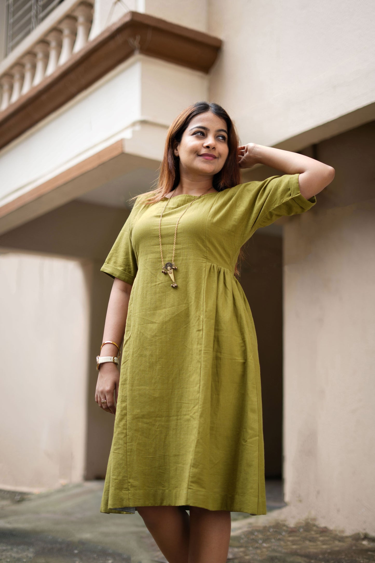 Barkat handspun dress- Olive