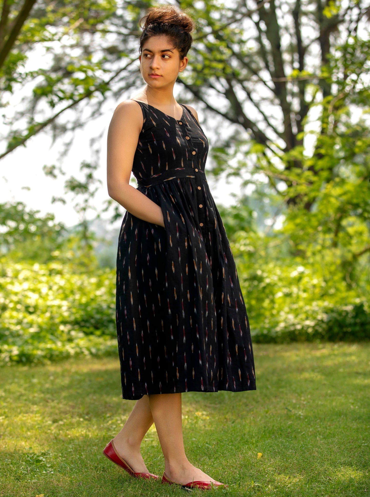 Black Summer Ikat Dress