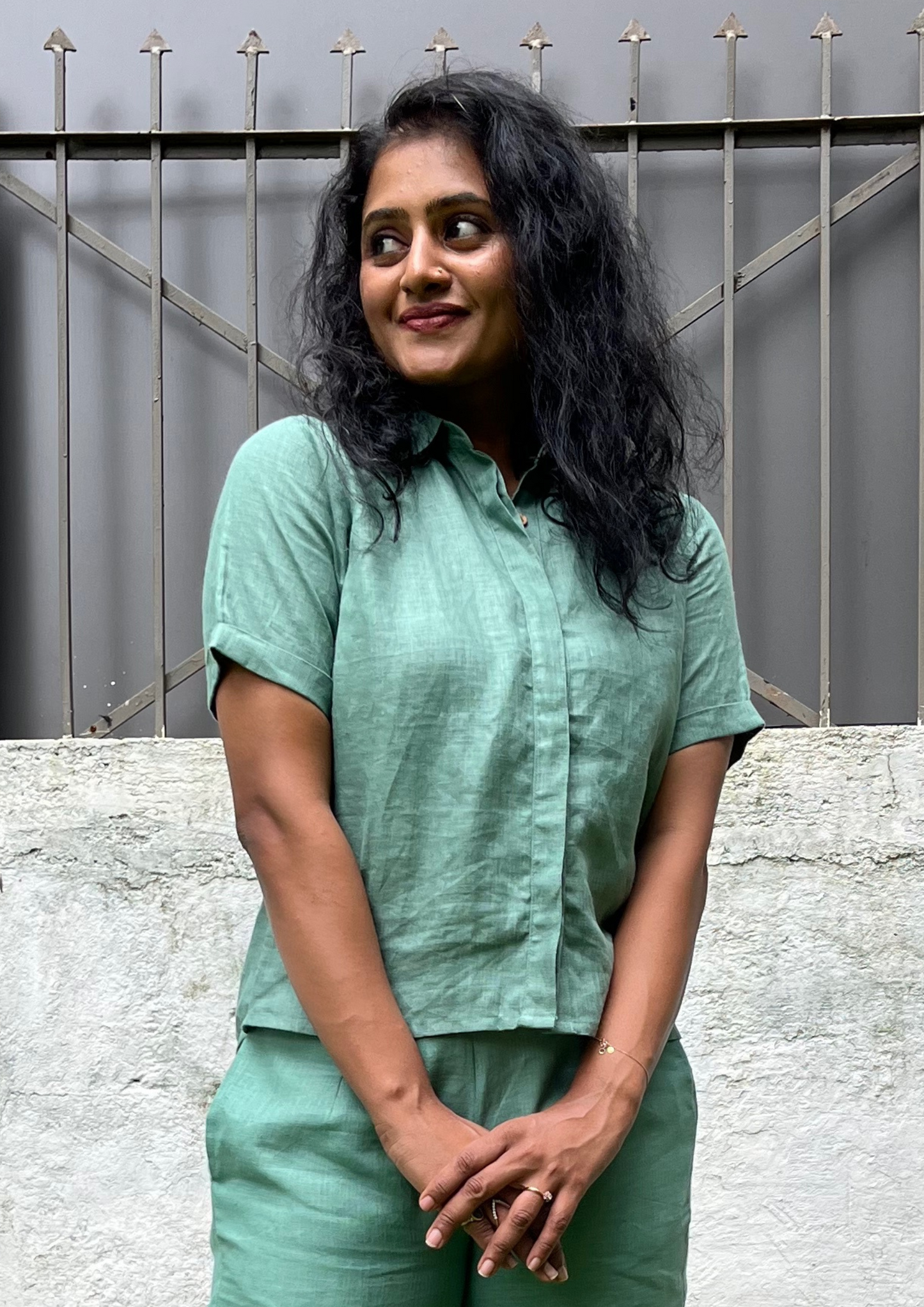 Pilgrim Linen shirt-Green-S