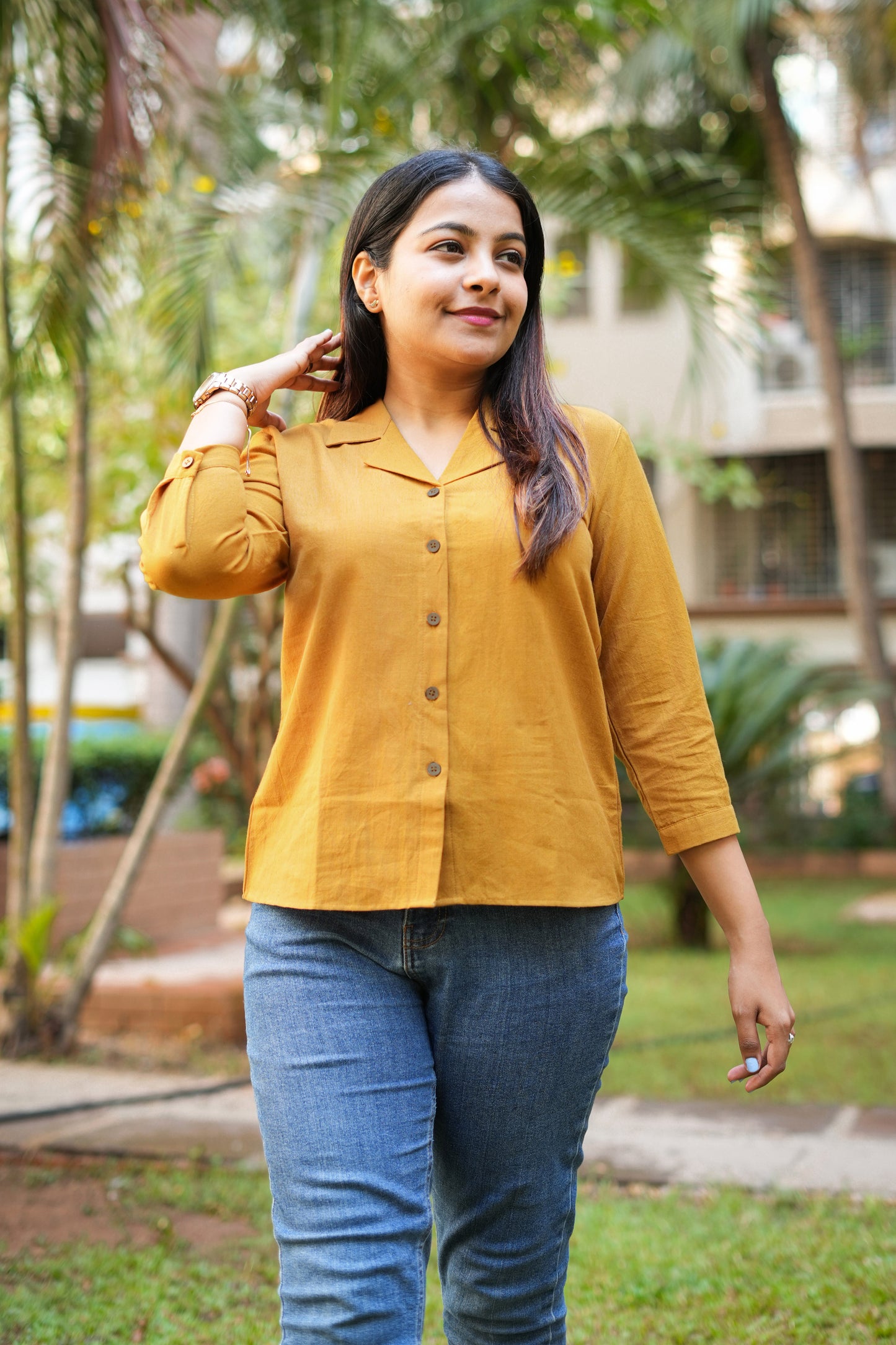 Malai cotton shirt-Yellow