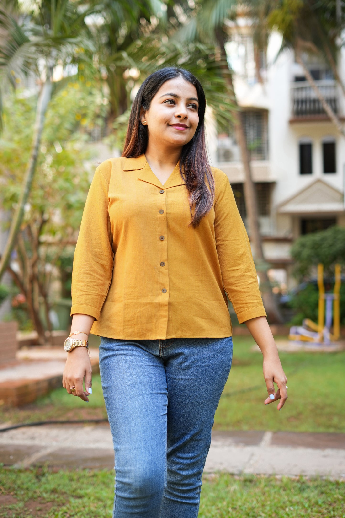 Malai cotton shirt-Yellow