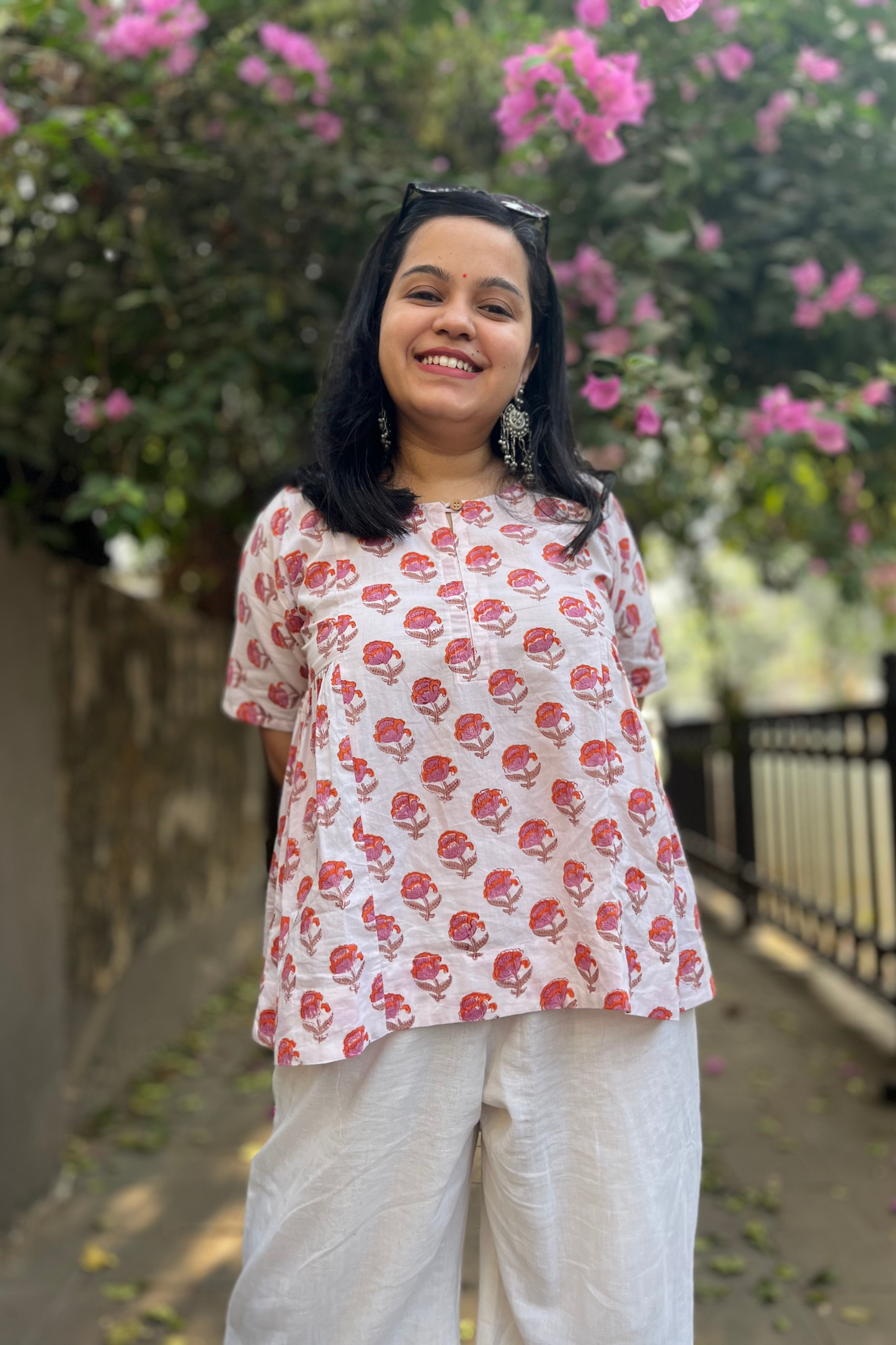 Seher block printed top-White