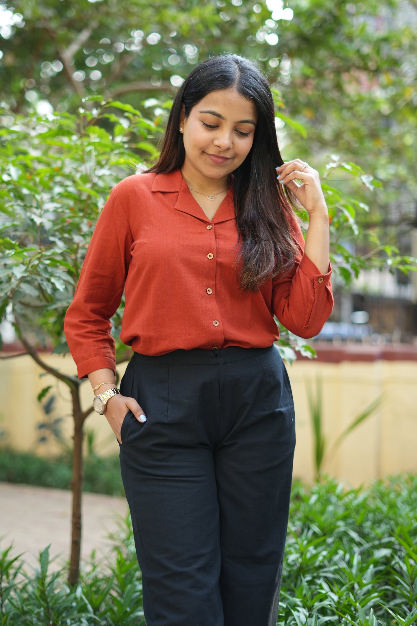 Malai Cotton Shirt- Burnt Orange