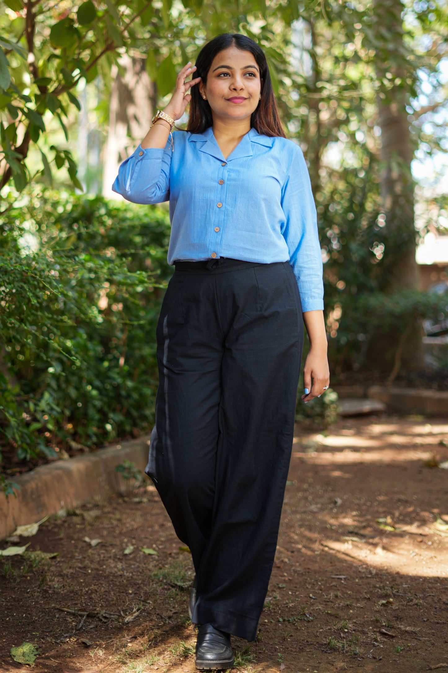 Malai Cotton Shirt-Powder blue