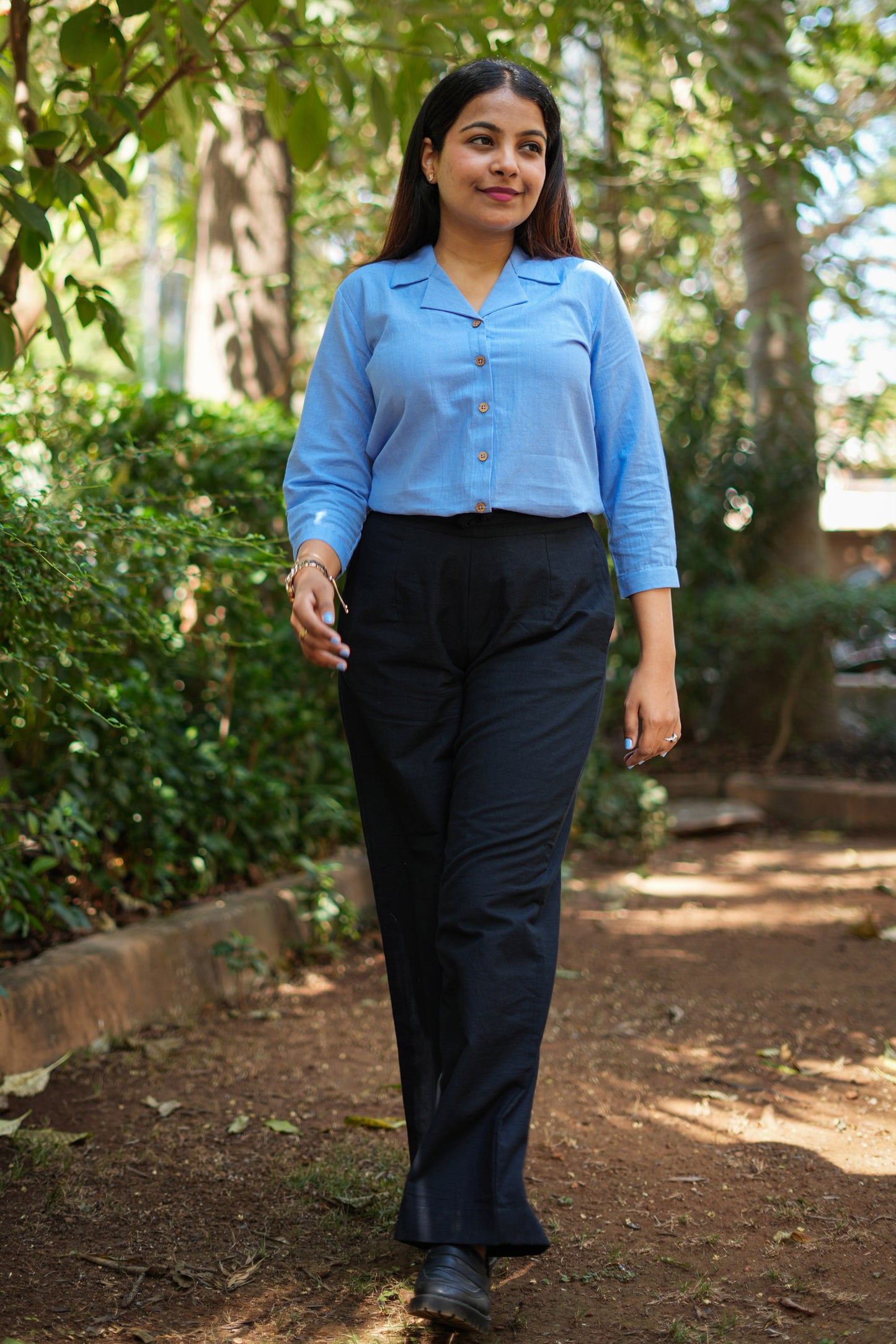 Malai Cotton Shirt-Powder blue