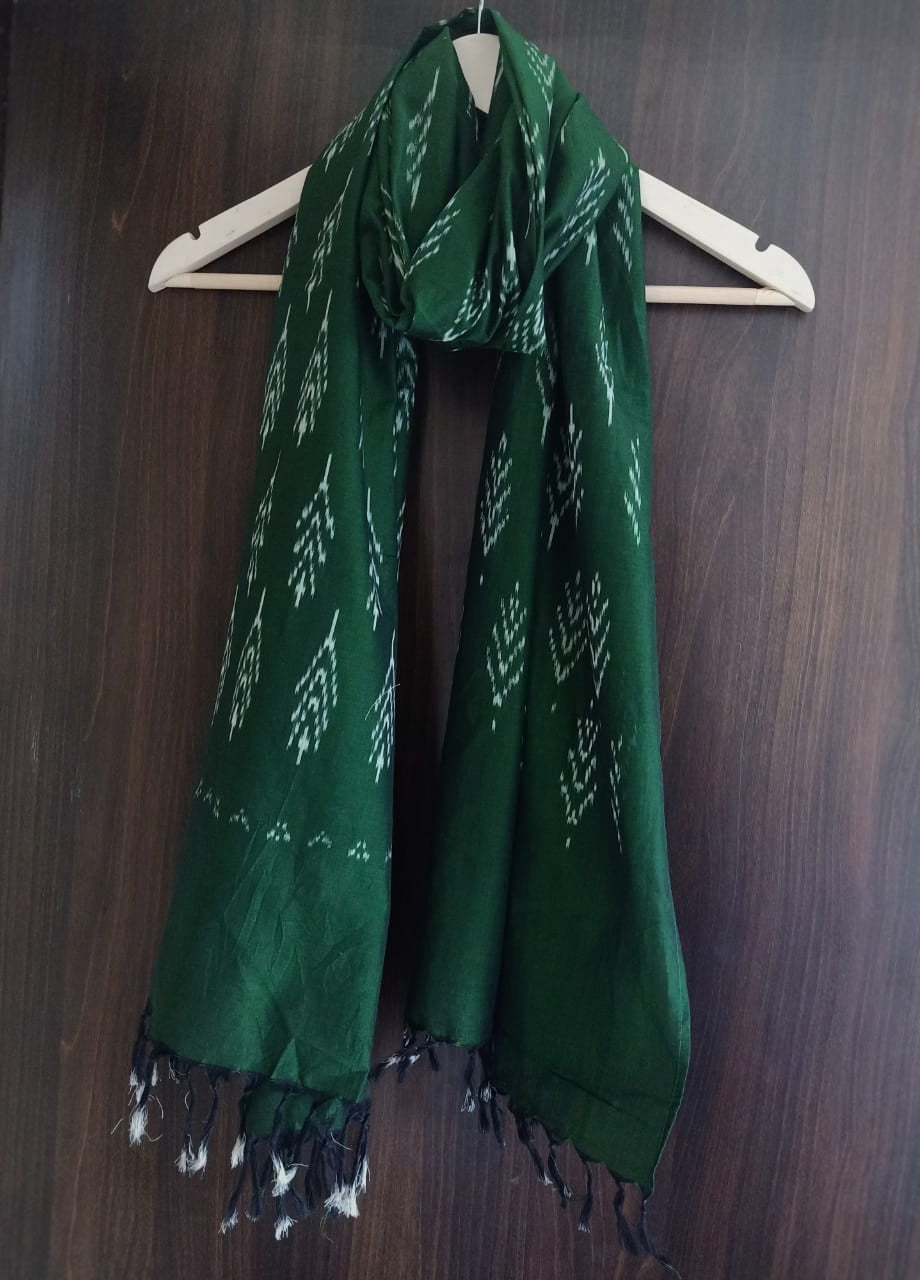 Ikat scarf- Forest green - www.silayi.in