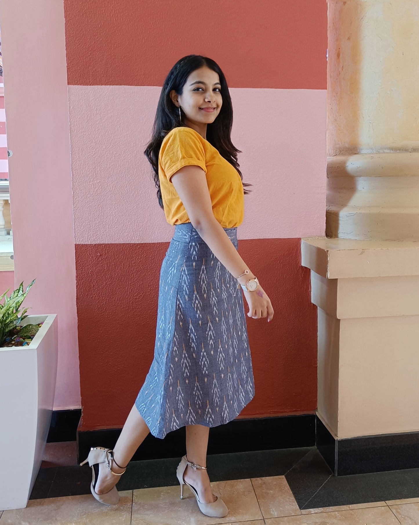 Grey Ikat skirt - SILAYI