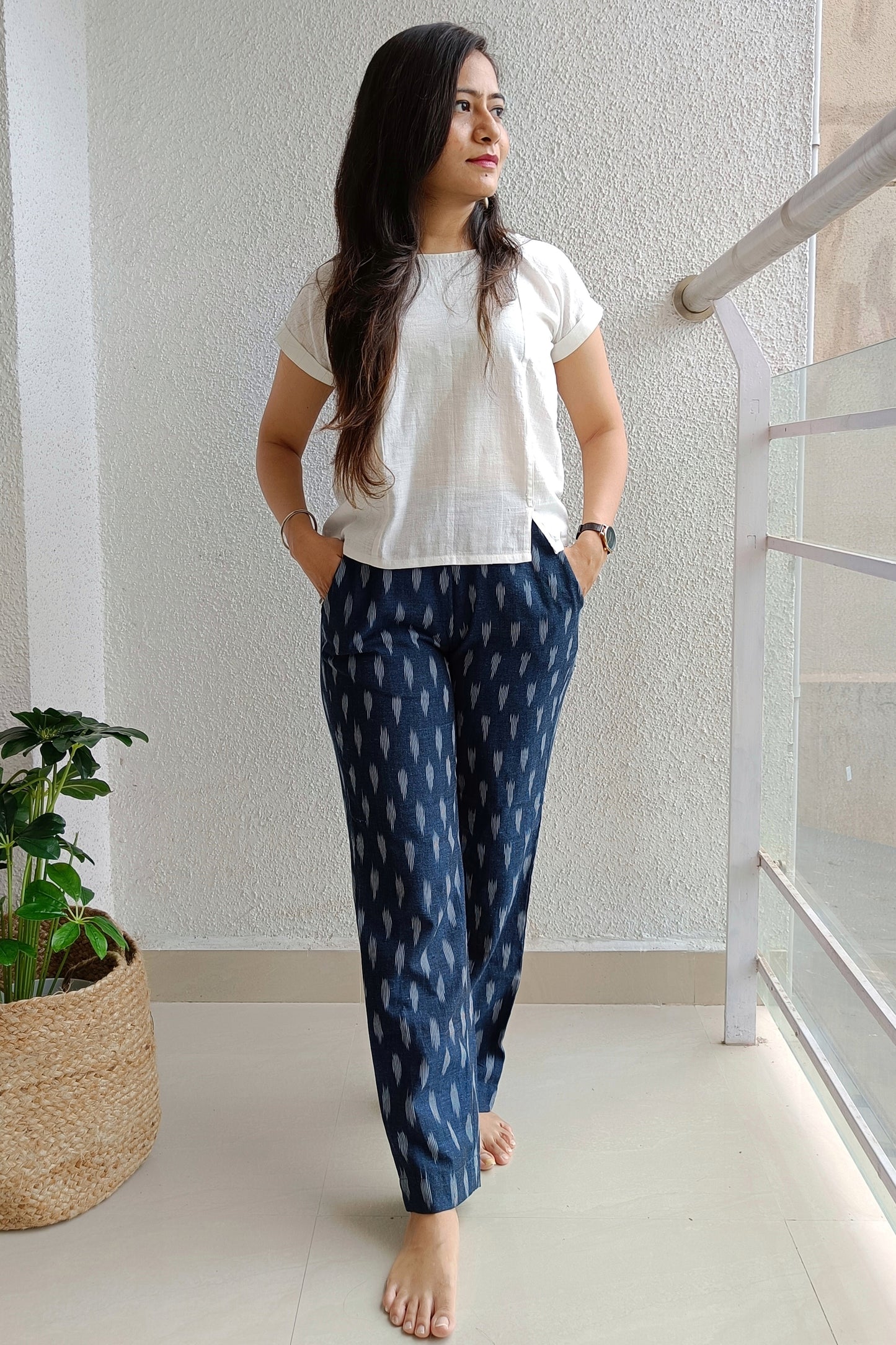 Navy Blue ikat pants - SILAYI