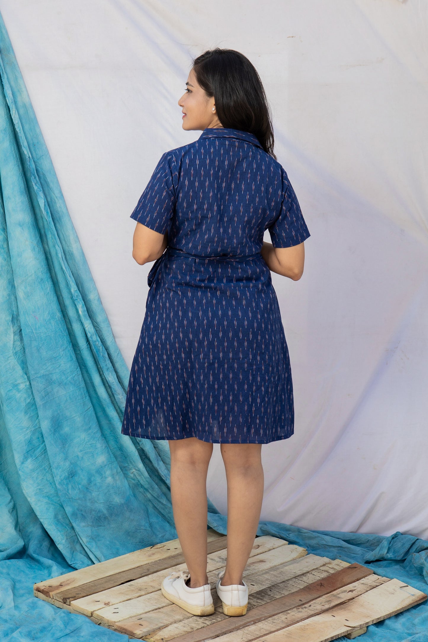 Teal ikat summer dress - www.silayi.in