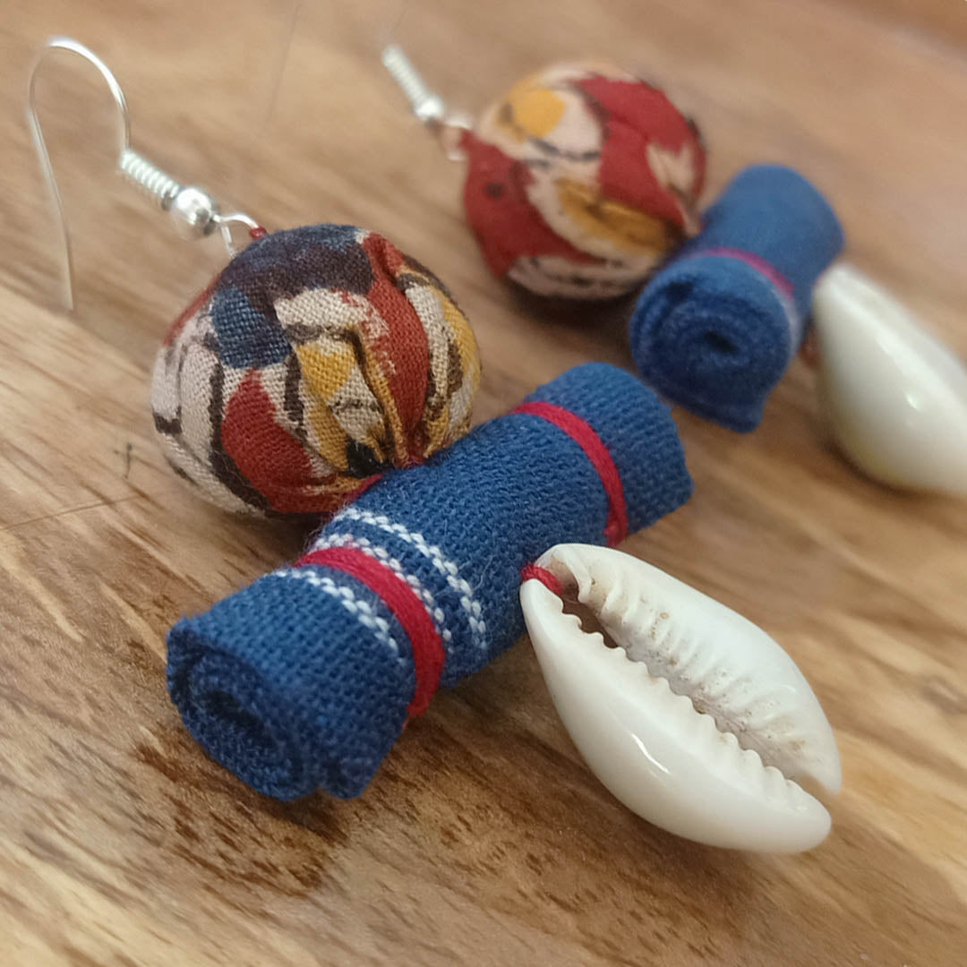 Kalamkari Ikat drop earrings - www.silayi.in