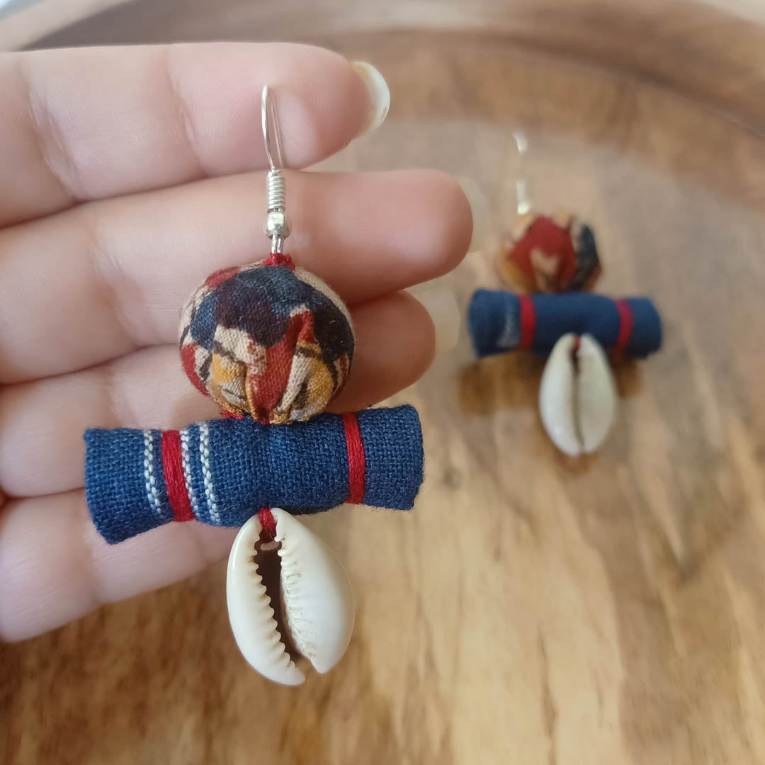 Kalamkari Ikat drop earrings - www.silayi.in