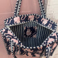 Navy block printed bag-large
