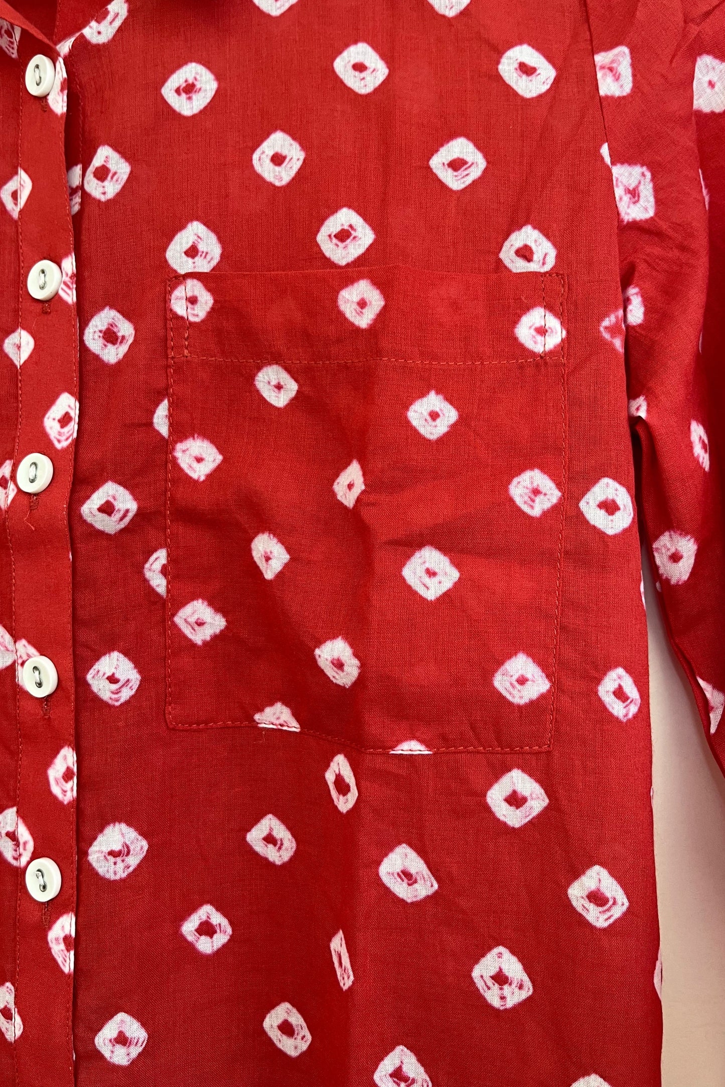Mulmul Bandhani shirt-Red