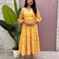 Kanak block printed dress-Yellow