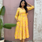 Kanak block printed dress-Yellow