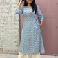 Ruhani A-line kurti- Sky blue