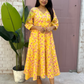 Kanak block printed dress-Yellow