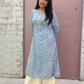 Ruhani A-line kurti- Sky blue