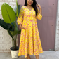 Kanak block printed dress-Yellow