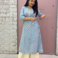 Ruhani A-line kurti- Sky blue