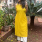 Yellow handloom kurti