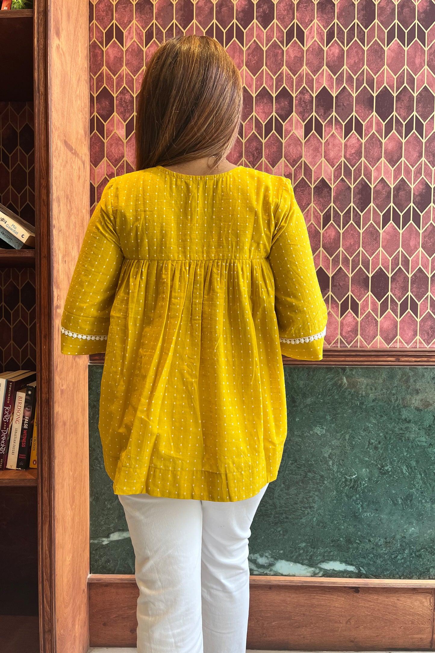 Suti handloom top-Yellow