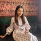 White spring block printed dress