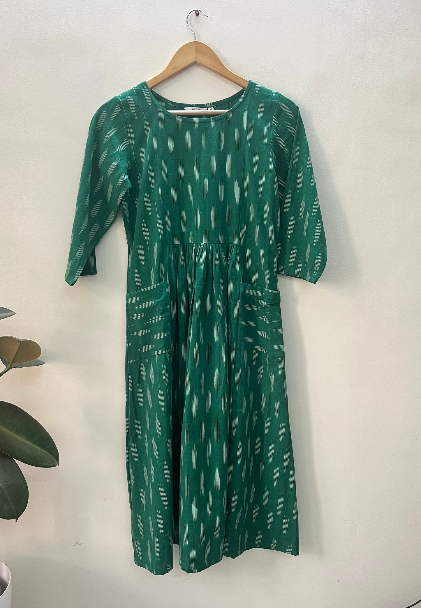 Green Ikat dress-XS