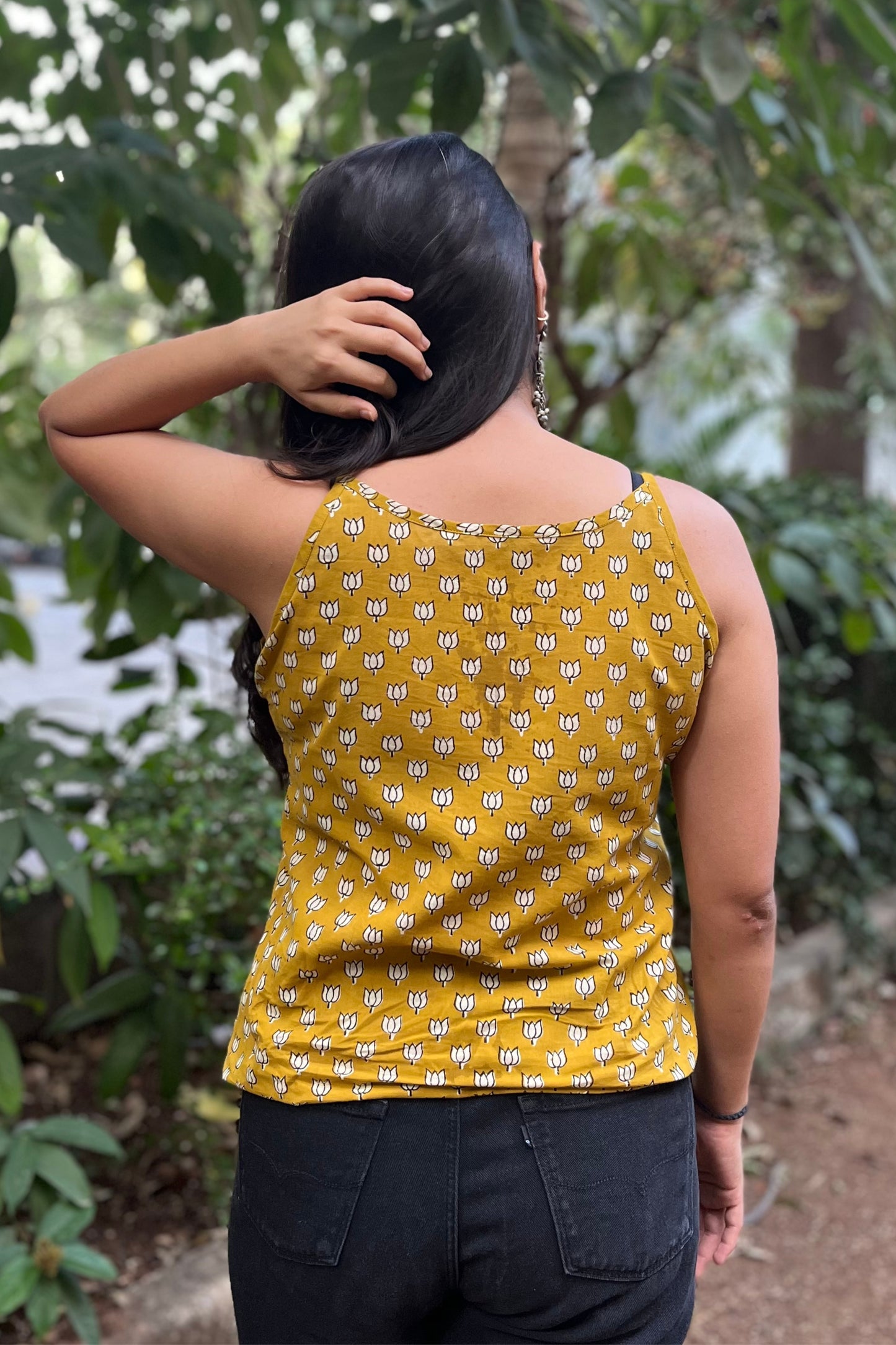Mustard block printed camisole